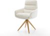 Drehstuhl Abelia-Flex mit Armlehnen Bouclé Soft Beige Holzgestell kantig Natur 180° drehbar Bild 3