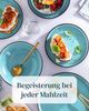 Steingut Servierschüssel Ibiza TESTSIEGER, Traumhafte Mediterrane Salatschüssel, Servierschale - Bowl Schüssel Groß, Salatschale - Pure Living in Aquamarin Bild 4