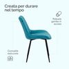 Baroni Home Set mit 4 modernen Stühlen mit Samtbezug und schwarzen Stahlbeinen für Wohnzimmer, Schlafzimmer, Esszimmer, 53 x 86 x 44 cm, Petrolblau Bild 5