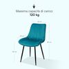 Baroni Home Set mit 4 modernen Stühlen mit Samtbezug und schwarzen Stahlbeinen für Wohnzimmer, Schlafzimmer, Esszimmer, 53 x 86 x 44 cm, Petrolblau Bild 3