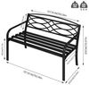 WOLTU Gartenbank Metall wetterfest, Sitzbank Outdoor, Parkbank für 2 bis 3 Personen, Balkonbank mit Rückenlehne Armlehnen, Bank für Garten Balkon Terrasse, 127 x 83 x 59,5 cm, Schwarz Bild 3