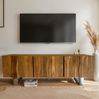 Lowboard Akazie Massiv 160x56x46cm TV-Kommode 3 Türen Metallbeine Modern Bild 2