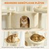 PawHut Kratzbaum mit 2 Betten, 2 Verstecken, 5 Plattformen, Hängematte, 2 Bällen, Katzenbaum mit Sisal-Seil, Plüsch, für 2-3 Katzen unter 6 kg, Beige Bild 5
