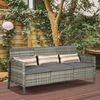 Outsunny Gartenbank Rattan Sofa mit Kissen (Gartenmöbel, 1-St, Garten Loungesofa), Stahl, Grau, 68 x 173 x 78 cm Bild 2