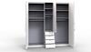 WIEMANN Loft Kleiderschrank, Schlafzimmerschrank, Gleittürenschrank, Drehtürenschrank, mit Schubladen, Glas weiß, Havanna, B/H/T 250 x 236 x 58 cm Bild 2
