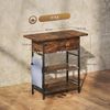HOMCOM Beistelltisch mit Steckdosenleiste, 2 Ebenen, USB-Anschlüssen, Stauraum (Couchtisch, 1-St, Nachttisch), für Wohnzimmer Schlafzimmer 60 x 29,8 x 58,5 cm Rustikal Braun Bild 3