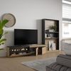 Skraut Home | TV-Bank | Möbel Wohnzimmer komplett | 310 x 186 x 35 cm | für Fernseher bis 80 Zoll | elektrischer Kamin | moderner Stil | Eiche und Schwarz Bild 4