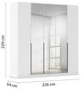 Rauch Möbel Alabama, Kleiderschrank, Garderobenschrank, 5-türig, Spiegel, Zubehör Classic, 3 Kleiderstangen, 9 Einlegeböden, Farbe Weiß, Griff Grau metallic, 226 x 229 x 54 cm Bild 3