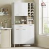 HOMCOM Küchenbuffet Küchenschrank mit Arbeitsplatte, 5 Türen, Weinregal, Schublade (Buffetschrank, 1-St, Hochschrank) Moderner Vorratsschrank, Weiß, 90 x 35 x 183 cm Bild 2