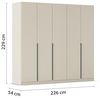 Rauch Möbel Alabama, Kleiderschrank, Garderobe, 5-türig, Zubehör Premium, 3 Kleiderstangen, 9 Einlegeböden, Schubladeneinsatz, Farbe Beige, Griff Grau metallic, 226 x 229 x 54 cm Bild 3