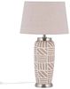 'Traisen' Tischlampe Beige Keramik 48 cm mit dekorativen geometrischen Muster langes Kabel mit Schalter Wohnzimmer Glamour Bild 4