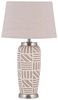 'Traisen' Tischlampe Beige Keramik 48 cm mit dekorativen geometrischen Muster langes Kabel mit Schalter Wohnzimmer Glamour Bild 1
