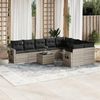 vidaXL 10-tlg. Garten-Sofagarnitur mit Kissen Hellgrau Poly Rattan 3252989 Bild 2