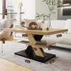 Viosimc Moderner Wohnzimmertisch, Couchtisch Eiche Aristan & Schwarz, Wohnzimmer Sofatisch Kaffeetisch, Modern Matt Sofa Tisch mit Großer Ablage, Mittel- oder Beistelltisch für Tee und Kaffee Bild 3
