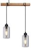 LED Holzbalken Pendelleuchte mit 4 Rauchglas Lampenschirmen, Breite 98cm Bild 5