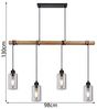 LED Holzbalken Pendelleuchte mit 4 Rauchglas Lampenschirmen, Breite 98cm Bild 3
