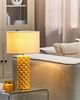 'Balonne' Tischlampe Gelb Keramik 49 cm Stoffschirm Trommelform Elegant Modern Nachttischlampe für Schlafzimmer Wohnzimmer Bild 2