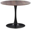 Esszimmertisch Dunkler Holzfarbton Schwarz Rund 90 cm MDF-Platte Metall Modern Minimalistisch Bild 1