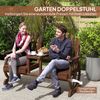 Outsunny Bank mit Schirmloch, Beine im Wagenradform, Tisch (2-Sitzer Gartenbank, 1-St, wetterfest Sitzbank aus Holz), 120kg belastbar, für Balkon, Garten, 154 x 65 x 102 cm Verkohlt Bild 4