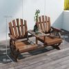 Outsunny Bank mit Schirmloch, Beine im Wagenradform, Tisch (2-Sitzer Gartenbank, 1-St, wetterfest Sitzbank aus Holz), 120kg belastbar, für Balkon, Garten, 154 x 65 x 102 cm Verkohlt Bild 3