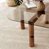 Hanah Home Elegant Coffee Table, 80 x 40 x 80 cm | 100% Tempered Glass & Solid Wood Frame | Walnut & Bronze Finish | Perfect for Modern Living Spaces Bild 5