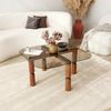 Hanah Home Elegant Coffee Table, 80 x 40 x 80 cm | 100% Tempered Glass & Solid Wood Frame | Walnut & Bronze Finish | Perfect for Modern Living Spaces Bild 3