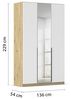 Rauch Möbel Alabama, Kleiderschrank, Garderobenschrank, 3-türig, Spiegel, Zubehör Classic, 2 Kleiderstangen, 7 Einlegeböden, Farbe Weiß/Eiche Artisan, Holz, Griff Grau metallic, 136 x 229 x 54 cm Bild 3