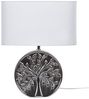 'Kherlen' Tischlampe Silber 49 cm Keramiksockel Glänzend mit Baummotiv Kabel mit Schalter Lampenschirm in Weiß Schlafzimmer Wohnzimmer Glamourös Bild 5