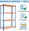 Simonrack Schwerlastregal, Lagerregal, 150 x 80 x 40 cm, Metallregal, Kellerregal, Biegestelle 150 kg, 4 Holzfachböden, Blau/Orange/Holz - Maderclick Bild 5