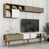 Dmora - Wohnzimmermöbel Gemini, Modulares Wohnzimmerset, Mehrzweck-Wohnzimmermöbel, Moderner TV-Schrank, 180x35h40 cm, Walnuss und Weiß Bild 5
