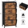 DWVO Kommode mit 4 Schubladen, langlebiger Schrank mit Haken & Seitentaschen, Stoffschubladen mit Griffen, Robustes Metallgestell,Rustikal Braun Bild 3