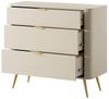Selsey Kommode Weiß 84 x 93 x 38 cm - Elegante Schubladenkommode Mit Goldenen Metallfüßen - Ideal für Schlafzimmer/Wohnzimmer - 3 Schubladen Mit Kunststoffgleitern - Minimalistisches Design Bild 5