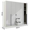 Kleiderschrank Drehtürenschrank Modern | 5-türig | mit Schubkästen | glasweiß / alpinweiß | 226x210 Bild 3