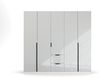 Kleiderschrank Drehtürenschrank Modern | 5-türig | mit Schubkästen | glasweiß / alpinweiß | 226x210 Bild 4