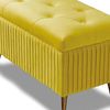 Bakaji Samt Sitzbank, Rechteckige Polsterbank Schminkbank Mit Stauraum, Truhenbank, Gepolsterter Aufbewahrungsbox, Metallbeine, Schlafzimmer, Wohnzimmer, Flur, 80 x 40 x 45 cm, (Ocker) Bild 4