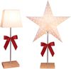 EGLO Tischlampe mit Wechselschirm, 3D Papierstern Weihnachten oder eckiger Lampenschirm in Weiß mit Fuß aus Holz und Metall, Dekostern Tischleuchte mit Kabelschalter, E14, Höhe 65 cm Bild 3