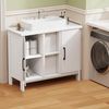 YITAHOME Waschbeckenunterschrank, Standwaschbecken Schrank mit 2 Türen, Waschtisch mit Ablage, Waschbeckenunterschrank mit U-Ausschnitt, Weiß Bild 2