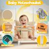 KIDIZ® Babyschaukel Kinderschaukel Schaukelsitz mit Polsterung | Holz-Schaukel mit Anti-Kipp bis 60KG | Höhenverstellbar Indoor & Outdoor | 0,5 - 3 Jahre | Montagezubehör & Sicherheitsgurt Beige Bild 2