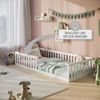 Kids Collective Kinderbett Bodenbett Bett mit Rausfallschutz & Lattenrost Montessori Bett Kinder (weitere Größen, 120x200, 140x200 cm), Jugendbett Einzelbett mit Matratze, weiß Kiefer 90x200 cm Bild 2