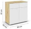 rauch Aditio Box, Kommode, 2-türig, 2 Schubladen, mit Softclose-Funktion, Farbe Weiß/Eiche Artisan, BxHxT 80x81x42cm Bild 3