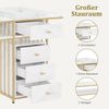 M MCombo Doppelnageltisch mit Schubladen, Schreibtisch mit Regal, Manikürtisch, Schminktisch ohne Spiegel Wohnzimmer Modern, Marmor-Weiß Gold, 2413 Bild 5