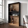 Skraut Home | Bücherregal Bibliothek | Bookshelf, Bookcase | 110 x 186 x 25 cm | Wohnzimmer, Esszimmer, Büro | Aufbewahrungsregal | Moderner Stil | Eiche Schwarz Bild 2
