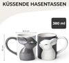 MiaMio Tasse Küssende Hasen Tassen Set (2 x 400 ml) Kaffeetassen Geschenkset, 2-tlg. Bild 2