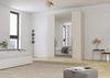Rauch Möbel Alabama, Kleiderschrank, Garderobenschrank, 4-türig, Spiegel, Zubehör Classic, 2 Kleiderstangen, 5 Einlegeböden, Farbe Beige, Griff Grau metallic, 181 x 210 x 54 cm Bild 2