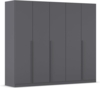 rauch Kleiderschrank Alba, Drehtürenschrank, Garderobenschrank, 5-türig, mit 3 Kleiderstangen und 3 Einlegeböden, Farbe Grau metallic, Schwarz, Griffstange Grau metallic, Schwarz, 226x197x54cm