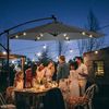Sekey® LED Solar Ampelschirm 300cm LED Sonnenschirm-Solarbetrieben - UV50+ Sonnenschutz - Robust und Stabil für den Gartenn Dunkelgrau Bild 2
