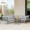 Outsunny Sitzgruppe mit Ecksofa, Tisch, Kissen, (4 teiliges Lounge-Set, 4-tlg, Gartenmöbel Set aus Polyrattan), für 6 Personen, für Garten, Balkon, Dunkelgrau Bild 2