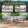 Outsunny Sitzgruppe mit Ecksofa, Tisch, Kissen, (4 teiliges Lounge-Set, 4-tlg, Gartenmöbel Set aus Polyrattan), für 6 Personen, für Garten, Balkon, Dunkelgrau Bild 3