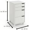 kamelshopping Rollcontainer mit 4 Schubladen & Rollen, Massivholz Kiefer weiß, 66 x 32 x 38 cm Bild 3