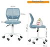 FurnitureR Blauer Schreibtischstuhl, modernes Design, robuster Kunststoff mit gepolstertem Komfortsitz, vielseitiger Gebrauch für Zuhause, Büro, platzsparend, mit Mobilitätsrollen, Geschenk für Kinder Bild 2